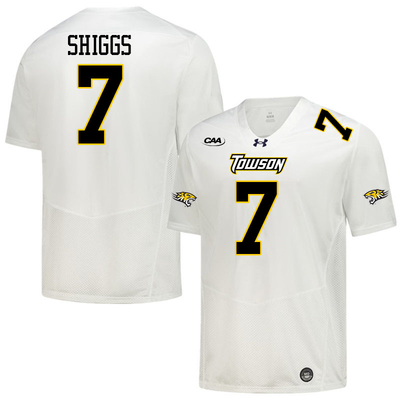 Towson Tigers #7 Jasin Shiggs College Football Jerseys,Uniforms-White
